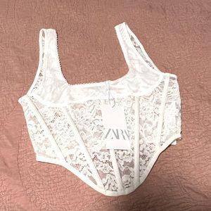 NEW WITH TAGS - ZARA Corset crop shirt Size M